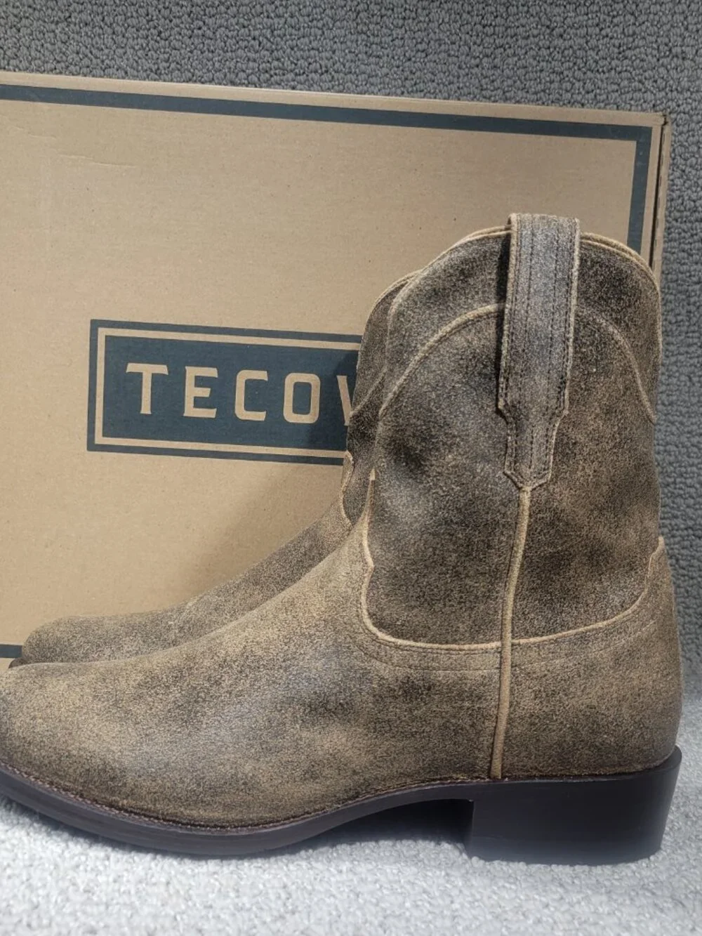 Tecovas The Dean Men's US Size 9 EE Granite Suede Western Zip Boots